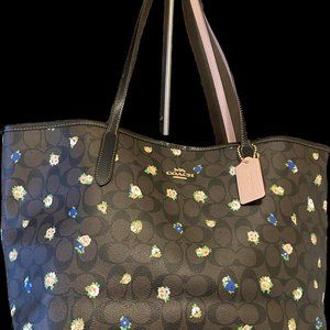NWOT COACH BROWN FLORAL PRINT TOTE